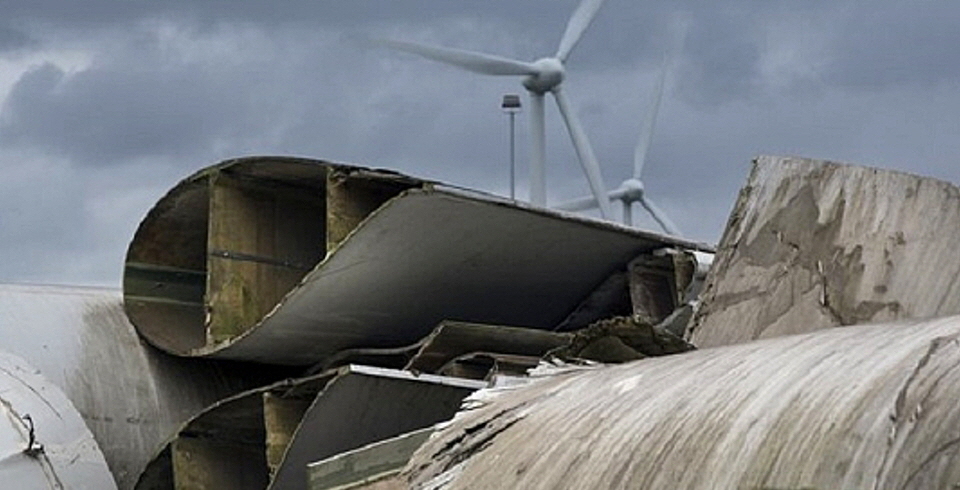 Déchets de pales d'éoliennes, source : capture d'écran